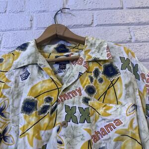 Tommy Bahama‎ Shirt Medium Hawaiian Floral Short Sleeve Button Up Cotton Beach